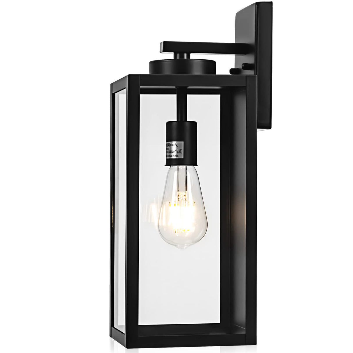 Black Outdoor Wall Lantern 16" & 19", Large Outside Farmhouse Wall Sconce Light Fixture