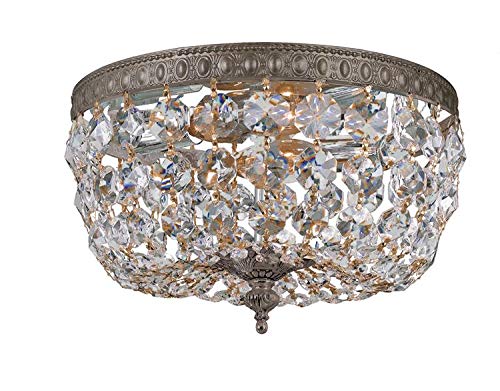 Clear Italian Crystal English Bronze Flush Mount