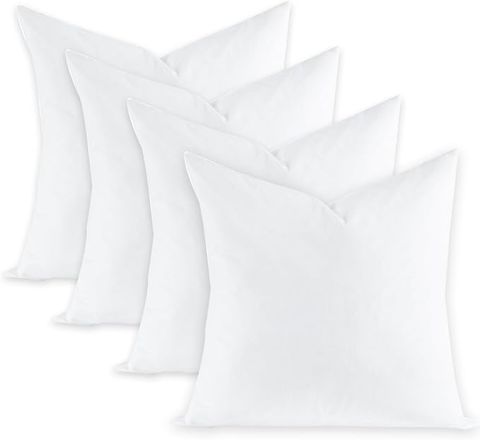 Feather Throw Pillow Inserts Set of 4, Soft Fluffy Square 18 x 18 Inches Decorative