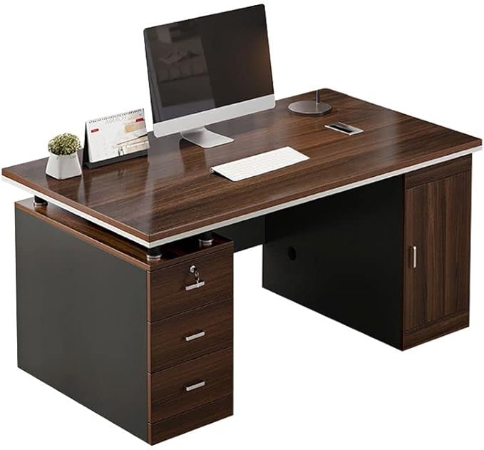 Computer Writing Desk, Rectangular Gaming Desk with with Drawers Modern Sturdy