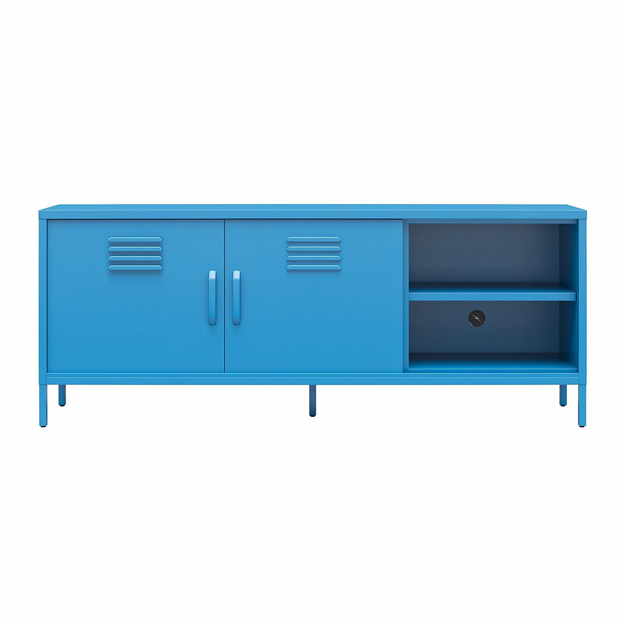 Cache Metal Locker-Style TV Stand for TVs up to 65", Bright Blue