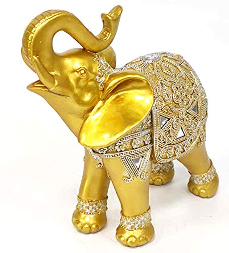 9"(H) Elephant Statue Figurines Home Decor Trunk Facing Upwards Lucky Figurine