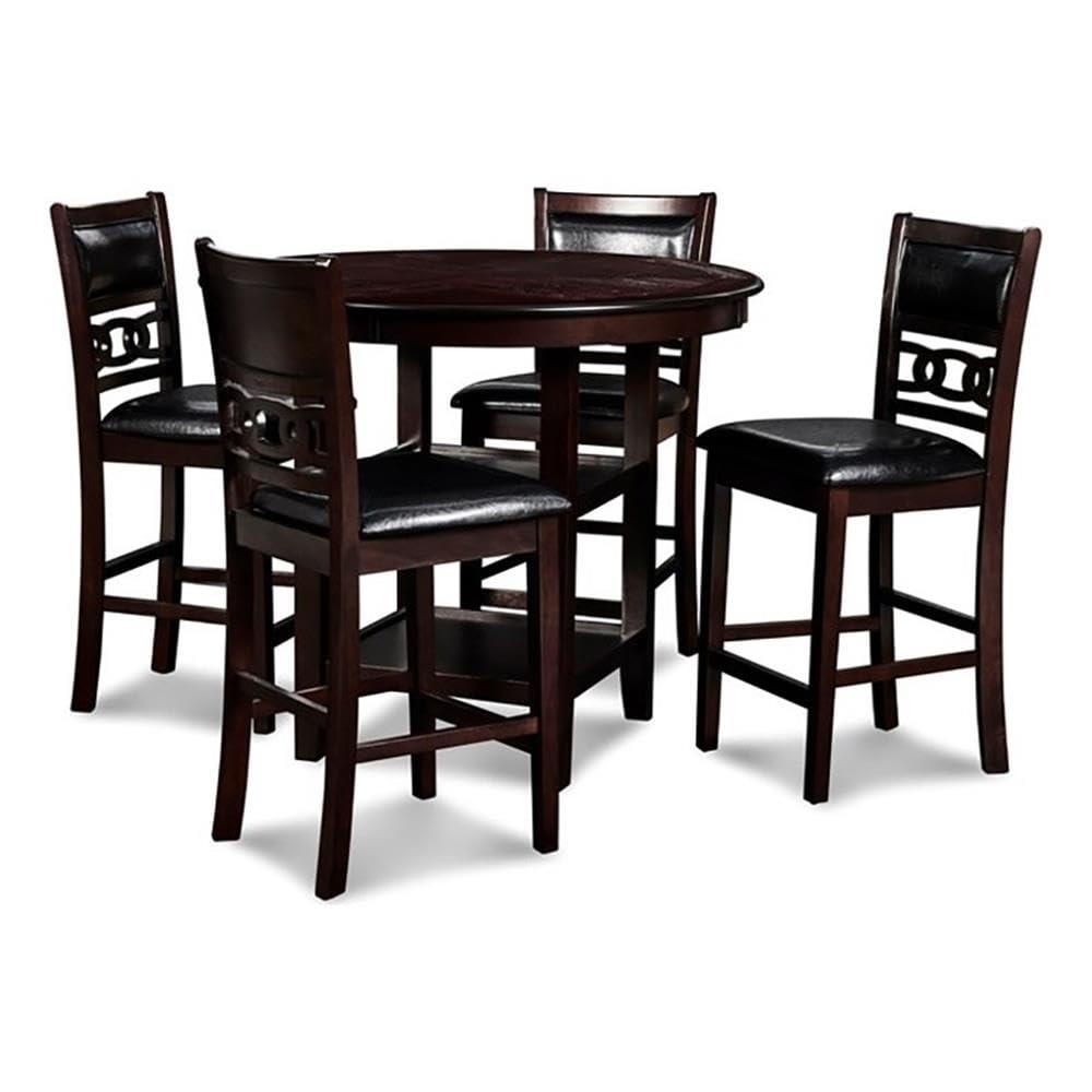 Furniture Gia 5-Piece Round Counter Height Dining Set with 1 Dining Table and 4 Chairs, 42-