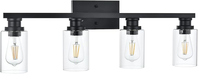 6 Light Classic Bathroom Vanity Lighting Fixture,Matte Black Indoor Metal Wall Mount Light