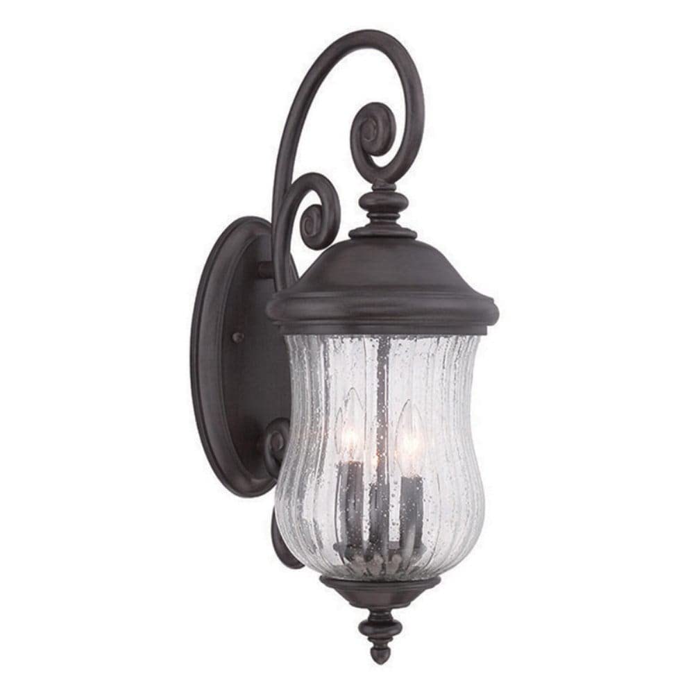 Bellagio Collection 3-Light Outdoor Light Fixture Wall Lantern, Black Coral