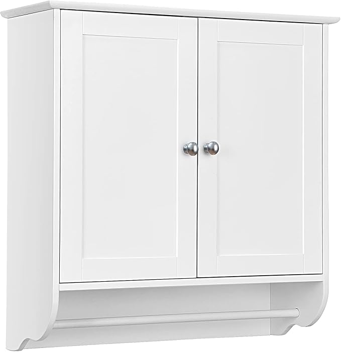 Wall Mounted Bathroom Cabinet with Towel Bar, Hanging Over The Toilet Storage Cabinet