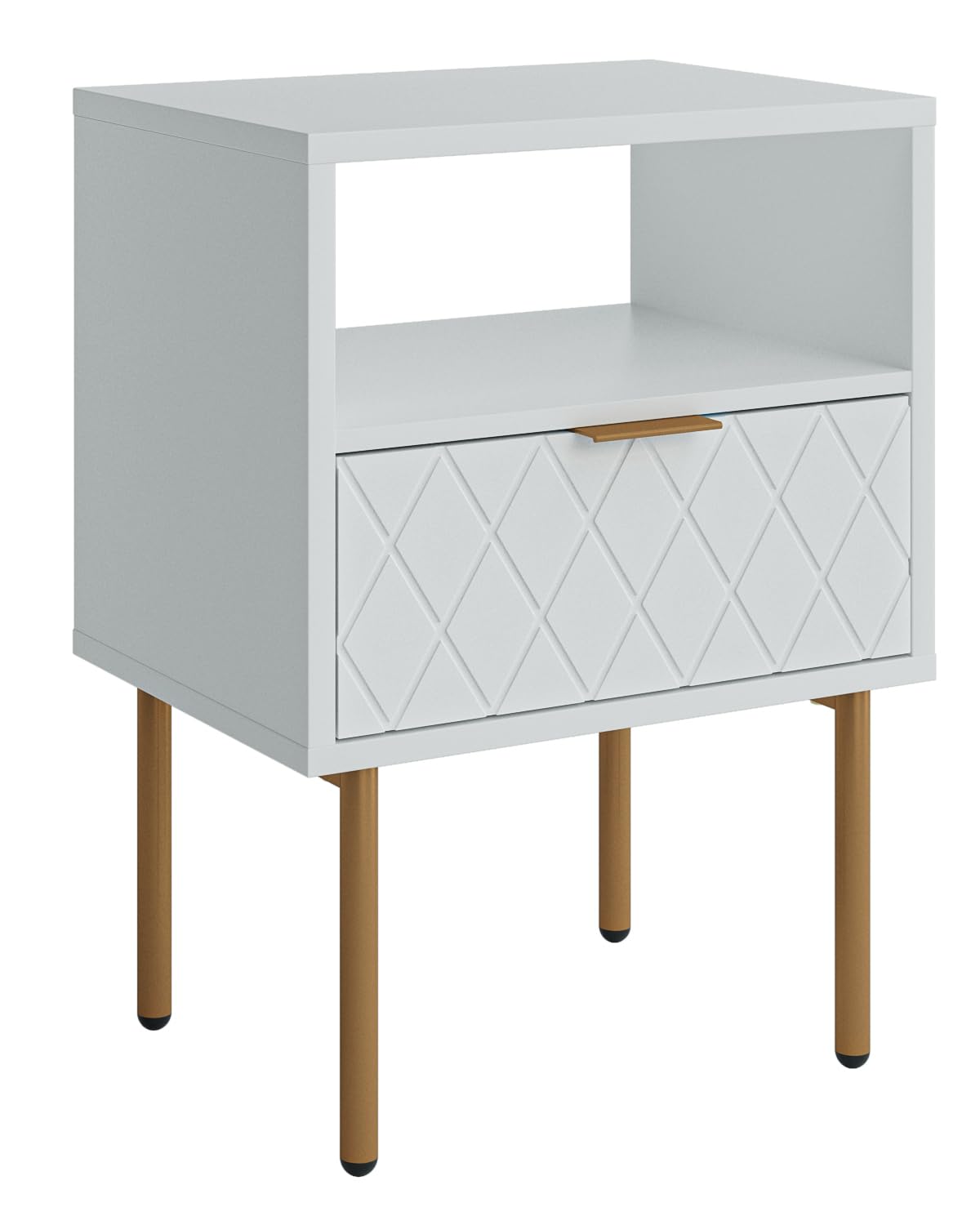 Nightstand,Small Bedside Table with Gold Frame