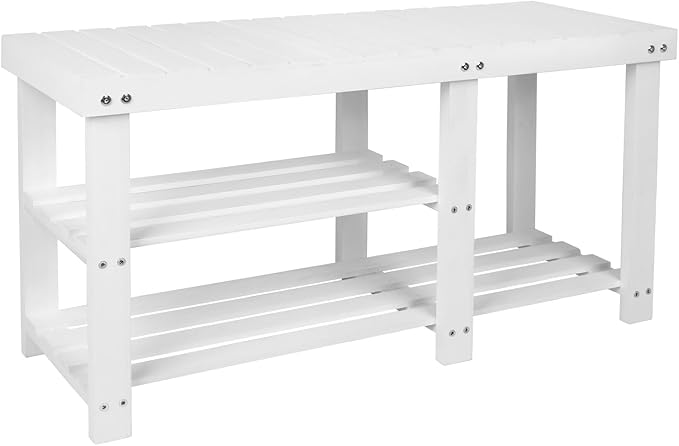 3-Tier Shoe Storage Bench, Brown, Wooden