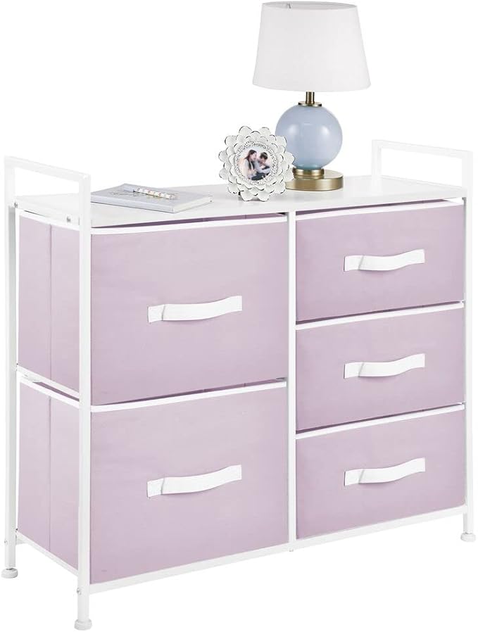 30.03" High Steel Frame/Wood Top Storage Dresser