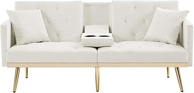 69''Convertible Futon Sofa Bed, Modern Folding Velvet Sleeper Couch Bed