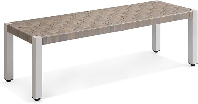 utdoor Bench, Hand-Woven Rattan Garden Bench, All-Weather Patio Bench