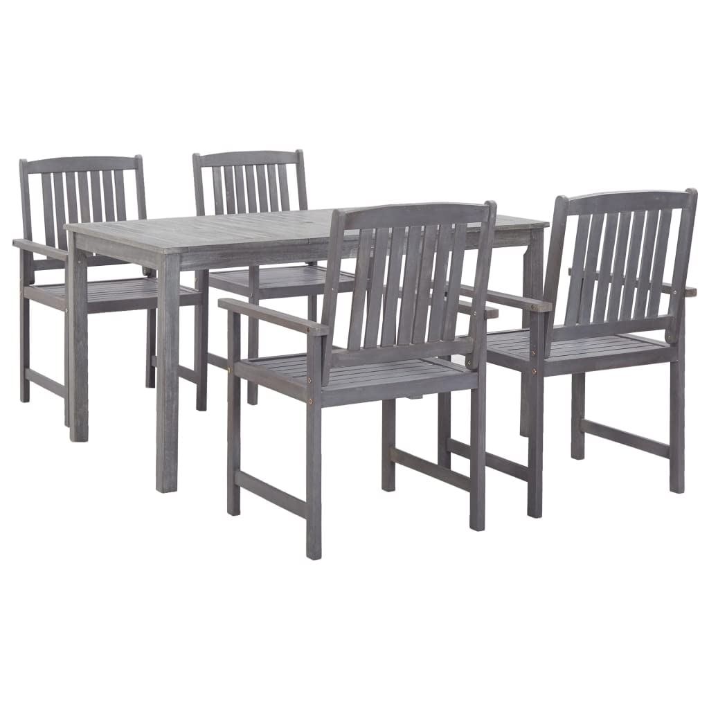 Outdoor Patio Dining Set Furniture 5 Pieces with 4 Armchairs and 1 Rectangular Acacia Wood Table