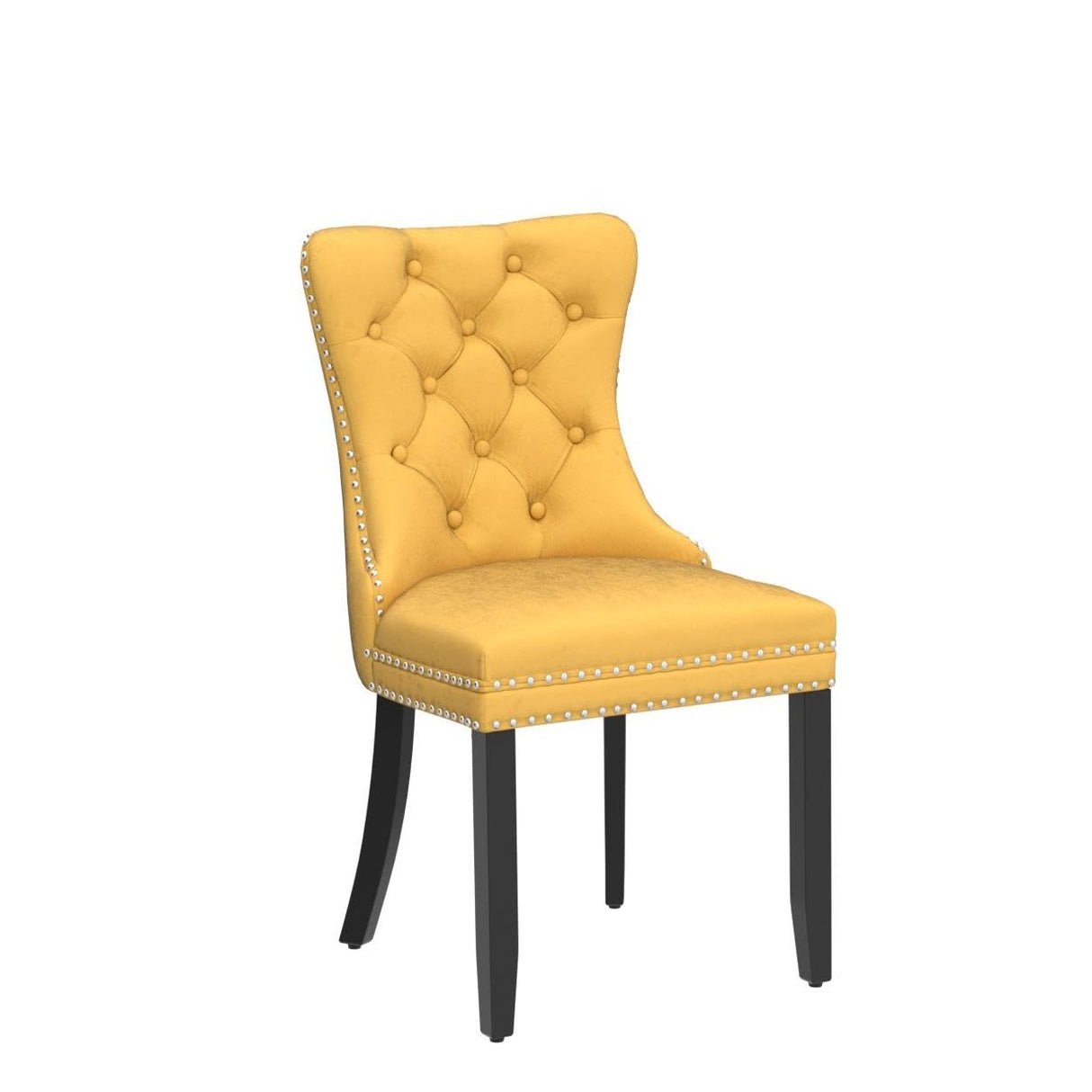 Velvet Tufted Dining Chairs Set of 2 with Nailhead Trim and Gold Legs