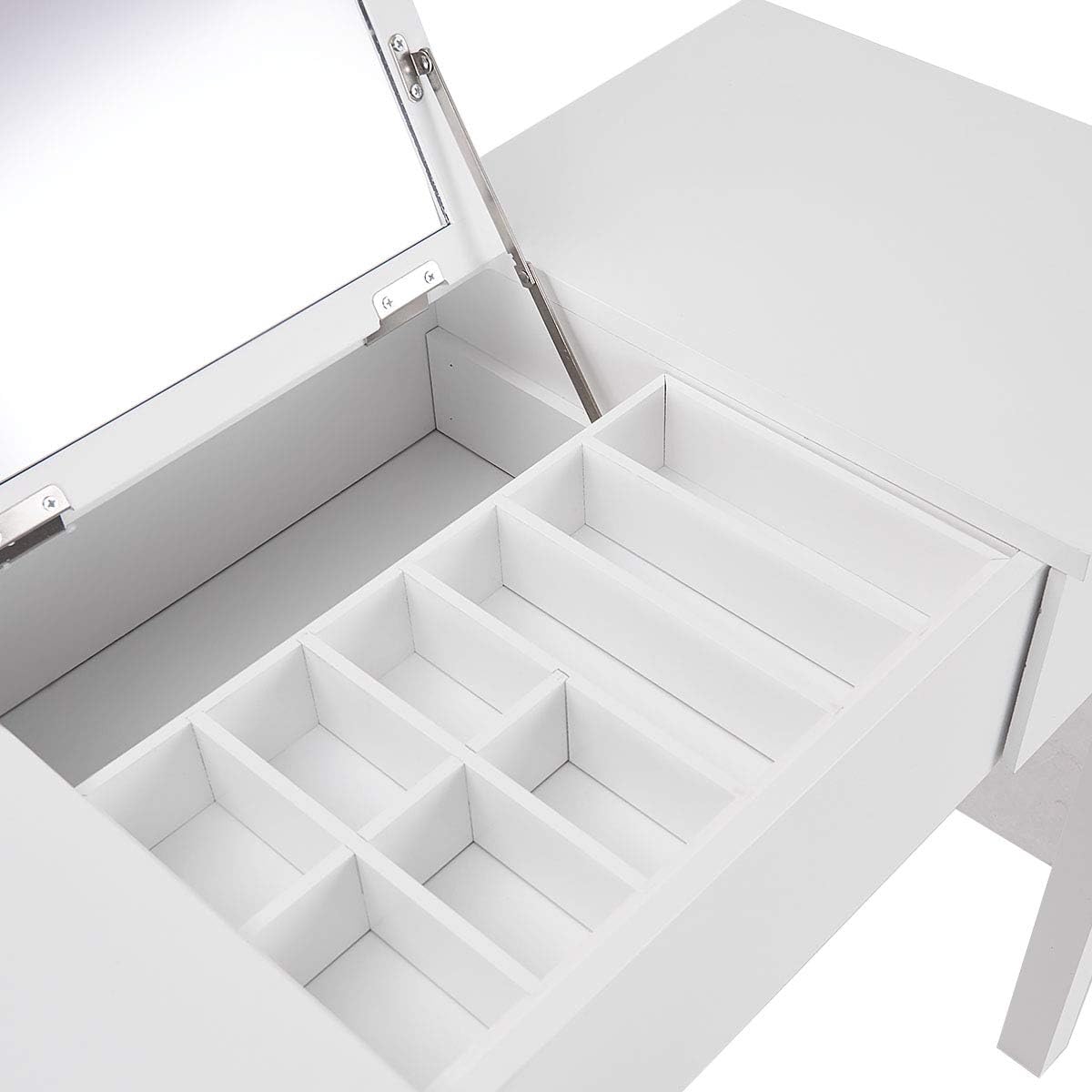 Vanity Set with Flip Top Mirror and Cushioned Stool, Makeup Dressing Table Writing Desk with 2 Drawers