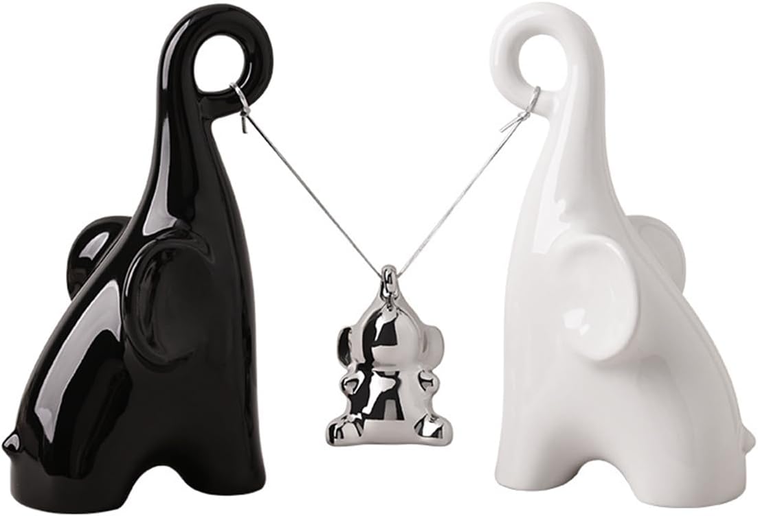 Elephant Statue,Cute Ceramics Elephant Figurine Gifts for Women