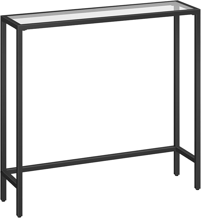 .5" Narrow Console Table, Tempered Glass Sofa Table, Small Side Table, Modern Entryway