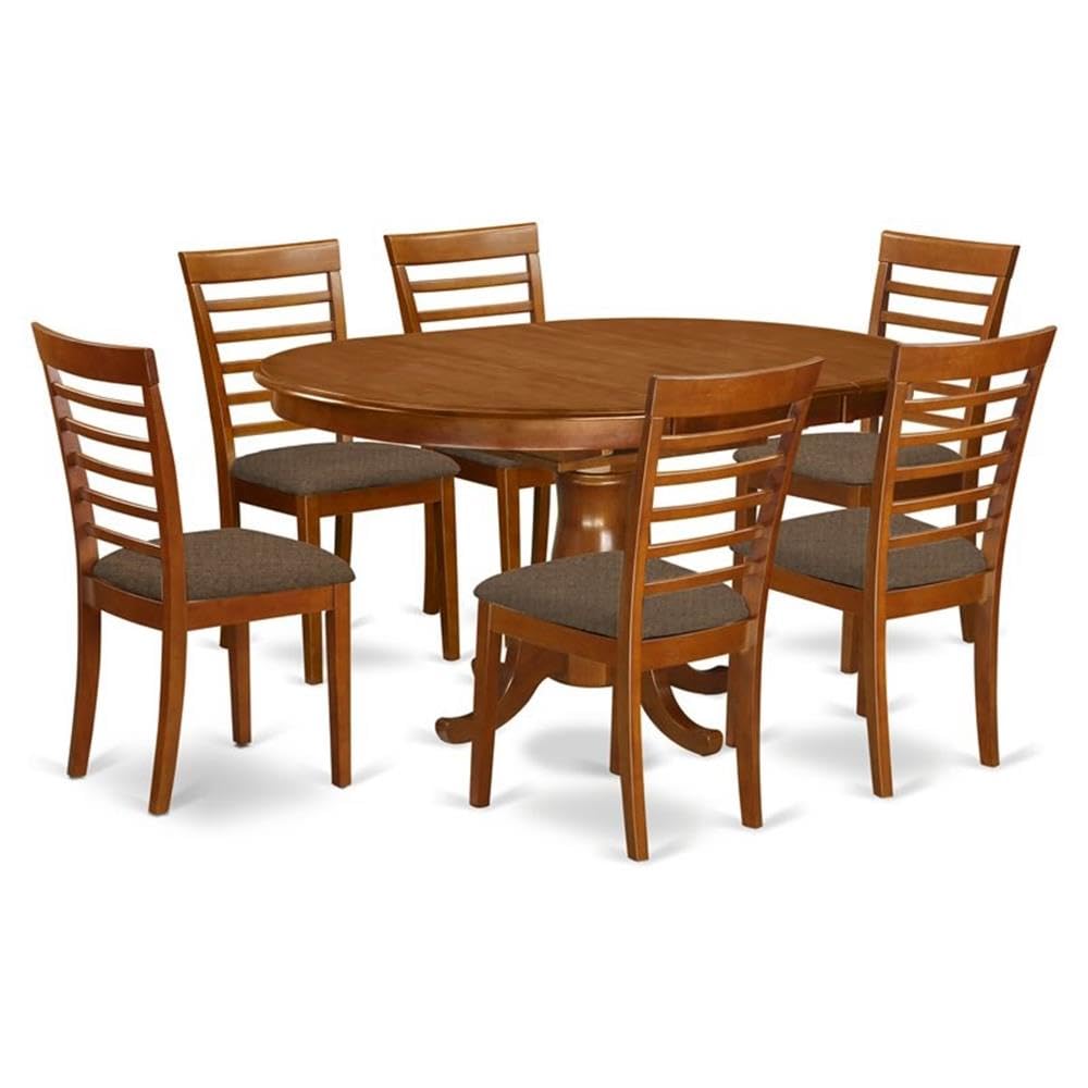 Furniture POML7-SBR-C 7 Piece Kitchen Table & Chairs Set Consist of an Oval Dining