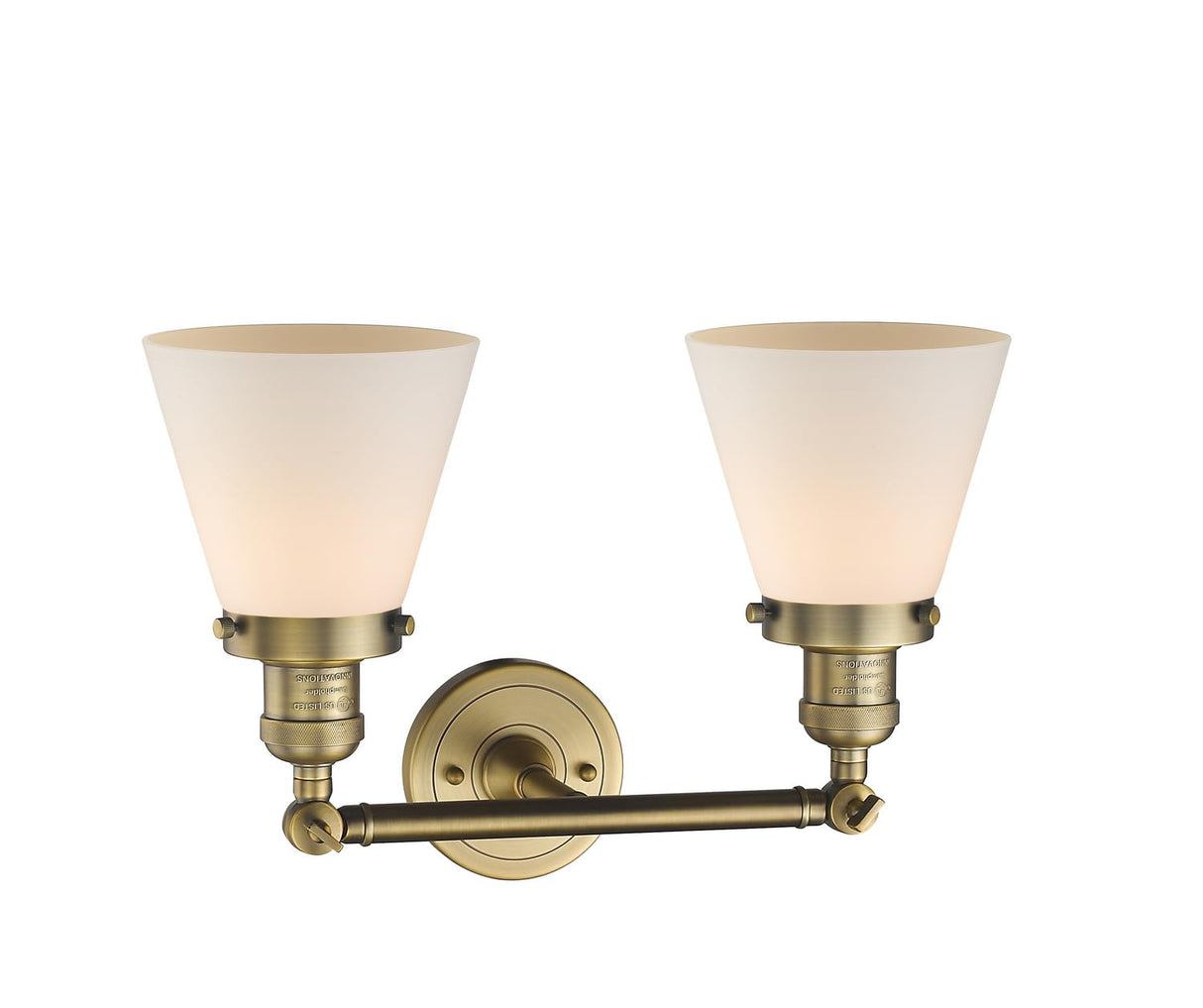 Innovations 208-BB-G61-LED 2 Light Vintage Dimmable LED Bathroom Fixture, Brushed Brass