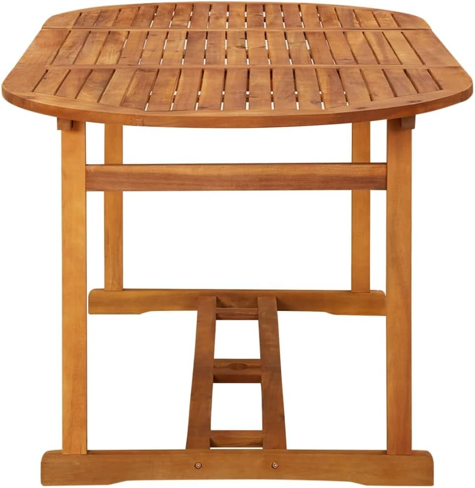 Solid Acacia Wood Outdoor Dining Table - 71" Rustic Patio Furniture