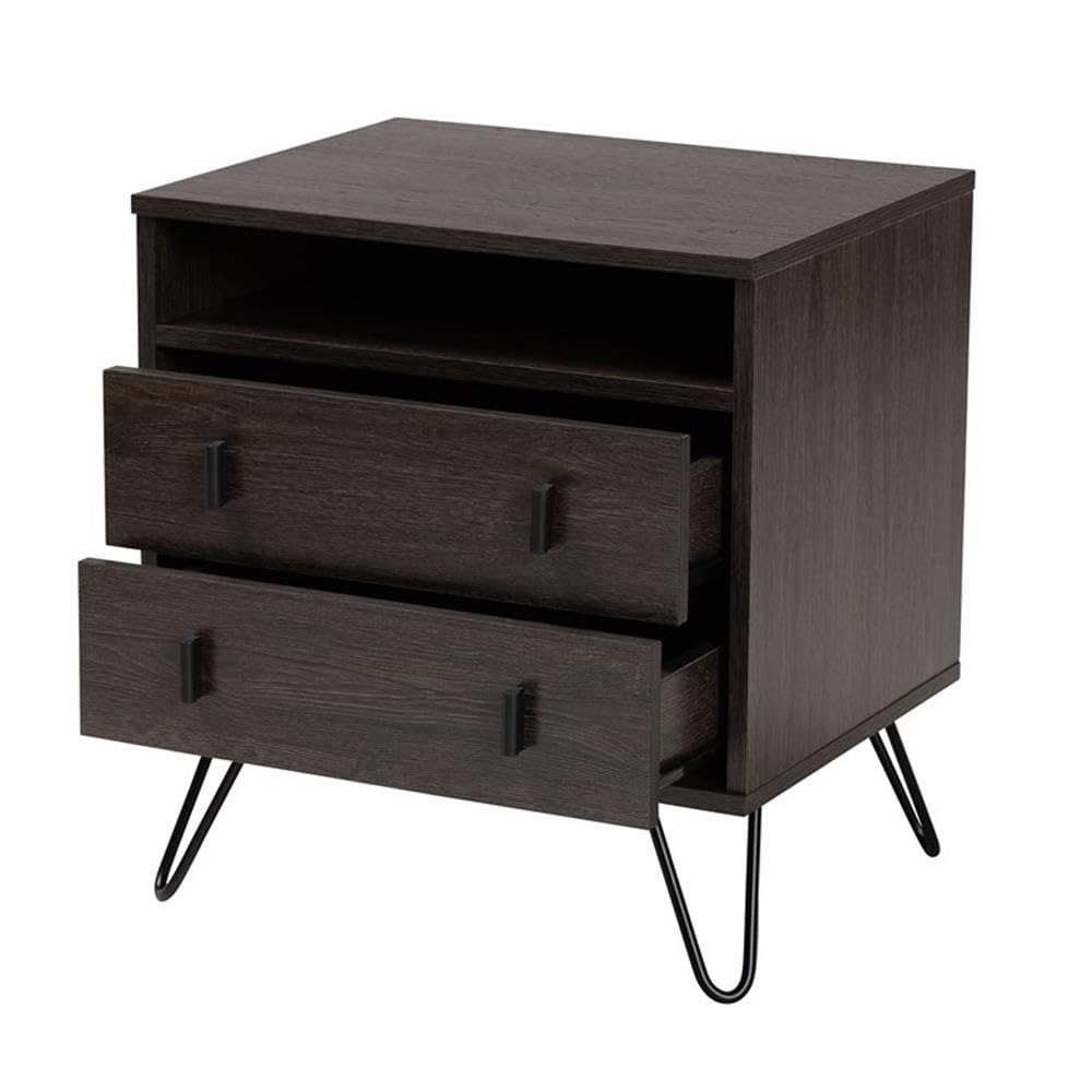 Rose Gold-Tone Finished Metal 2-Drawer Nightstand