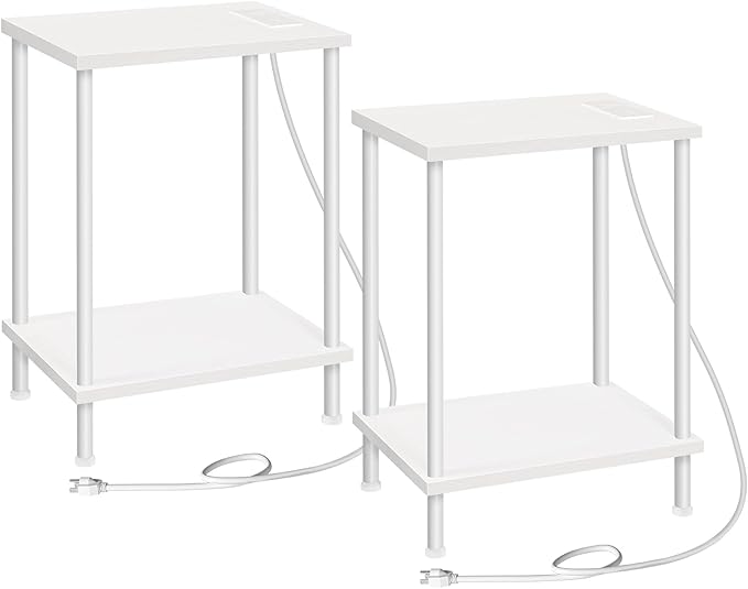 Nightstand with 2-Layer Storage Shelves