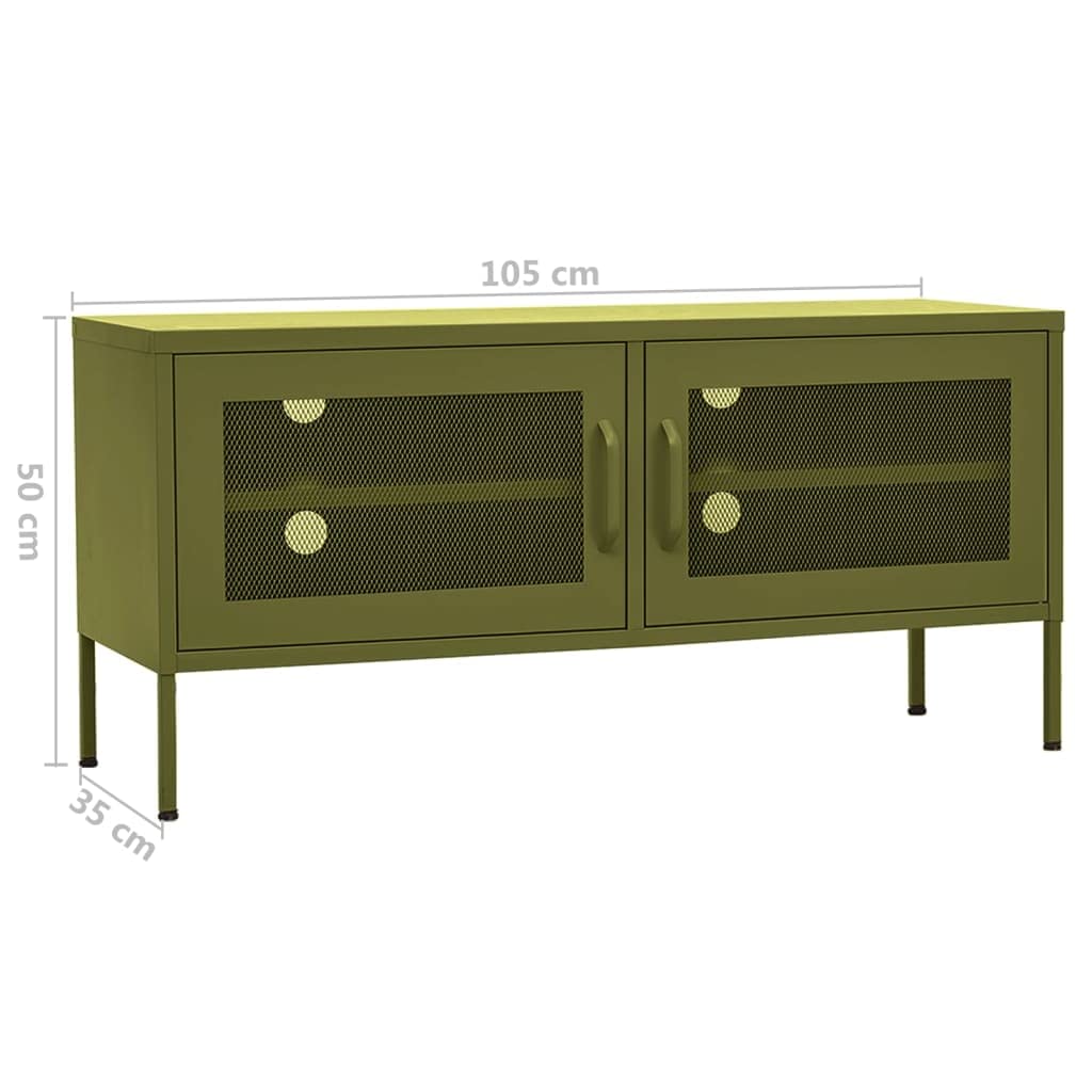 Steel TV Stand with Adjustable Levelers, Olive Green, 41.3"x13.8"x19.7"