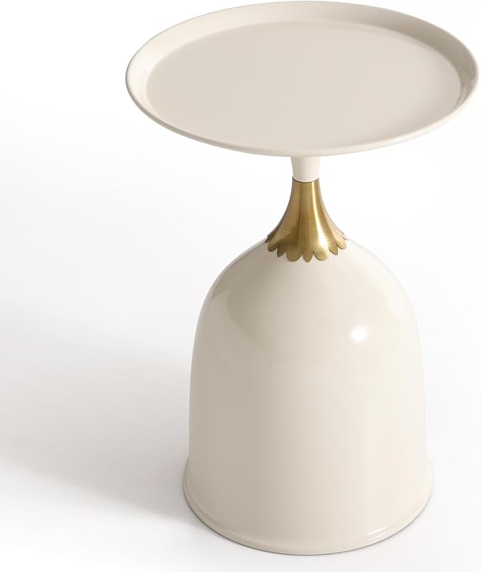 Small Side Table Round End Table, Black Accent Table Modern Minimalist Metal Circle Pedestal Table