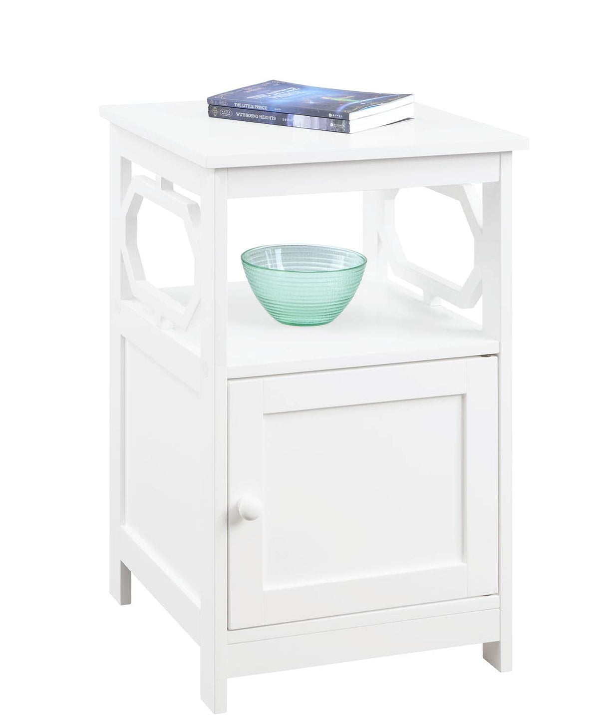 Omega End Table with Cabinet, White