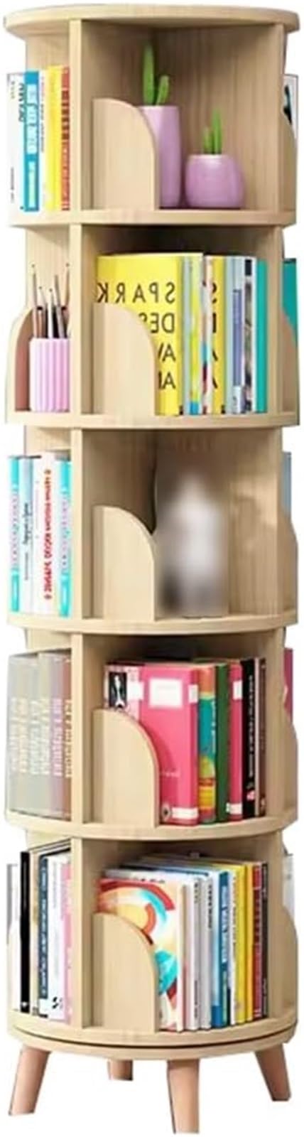 Rotating Bookshelf,Corner Bookshelf Floor Standing Bookcase Storage Rack with Legs