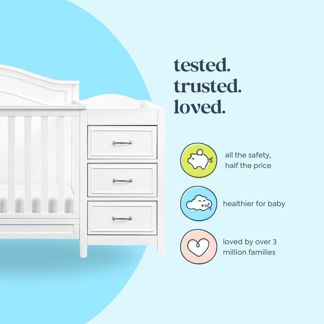 4-in-1 Convertible Crib and Changer Combo in White