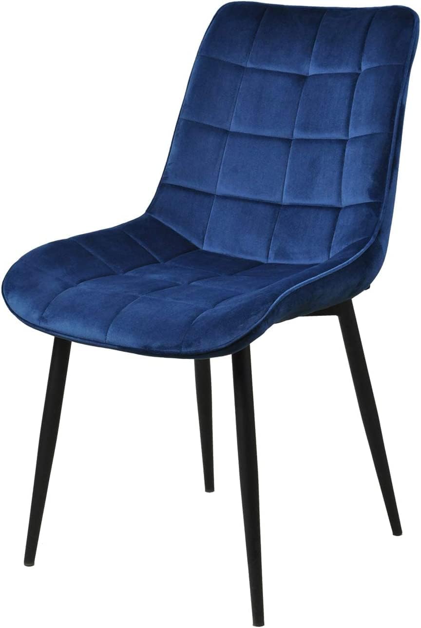 Navy Blue Velvet Dining Chairs Set of 4 with Metal Legs - No Assembly Required