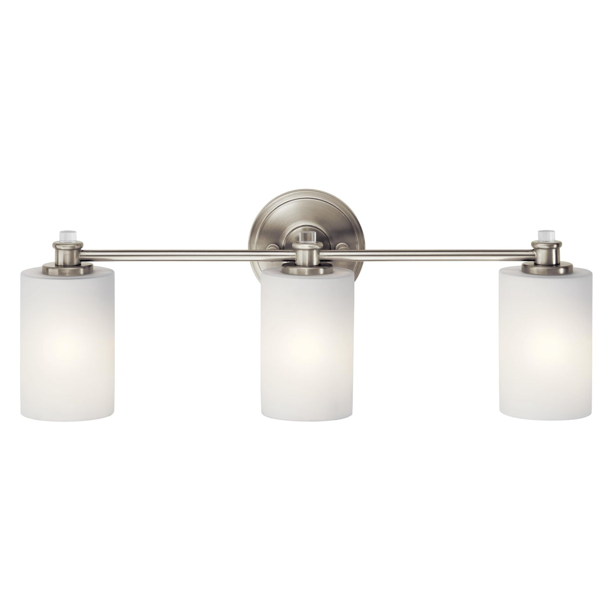 Joelson 24" 3 Light Vanity Light with Satin Etched Cased Opal and Clear Glass Accent