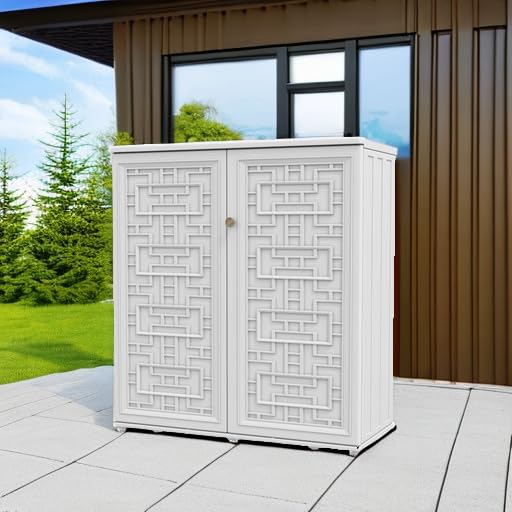 Outdoor Storage Cabinet Waterproof, Resin 60 Gallon Deck Box for Patio Furniture