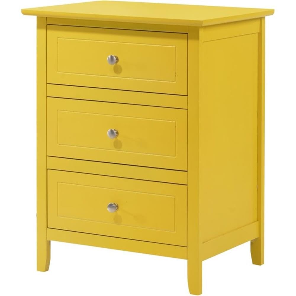 3 Drawer Nightstand in Yellow