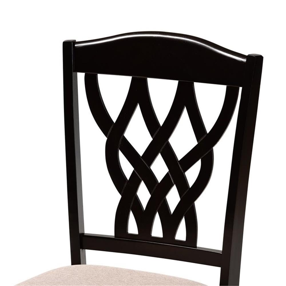 Salem Modern and Contemporary Sand Fabric Upholstered and Dark Brown Finished Wood
