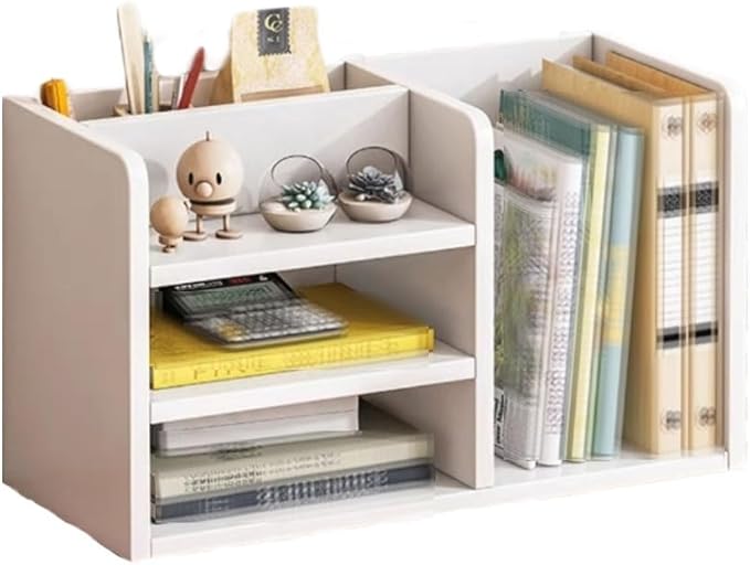 Wooden Bookshelf For Desktop, Multi-purpose Home Office Storage Cabinet Display Shelf