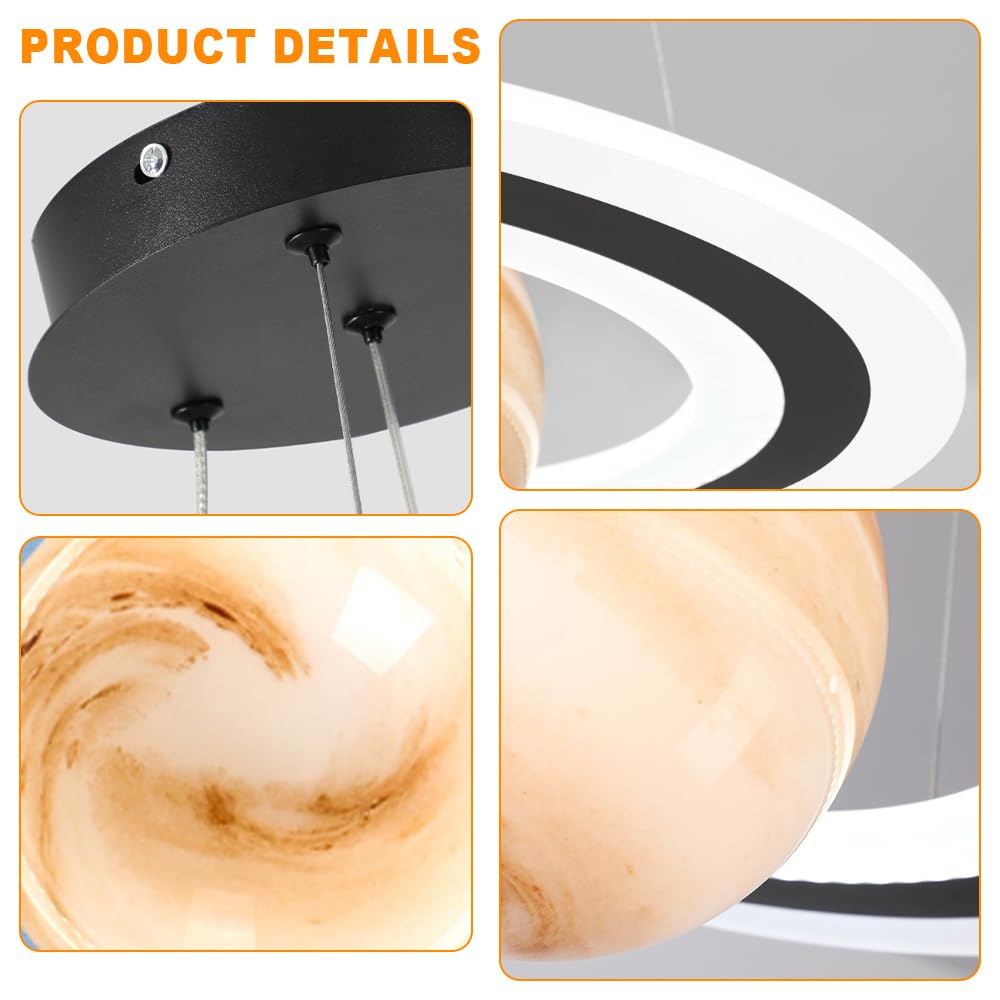 Kids Planet Glass Pendant Light - LED Dimmable Space Chandelier