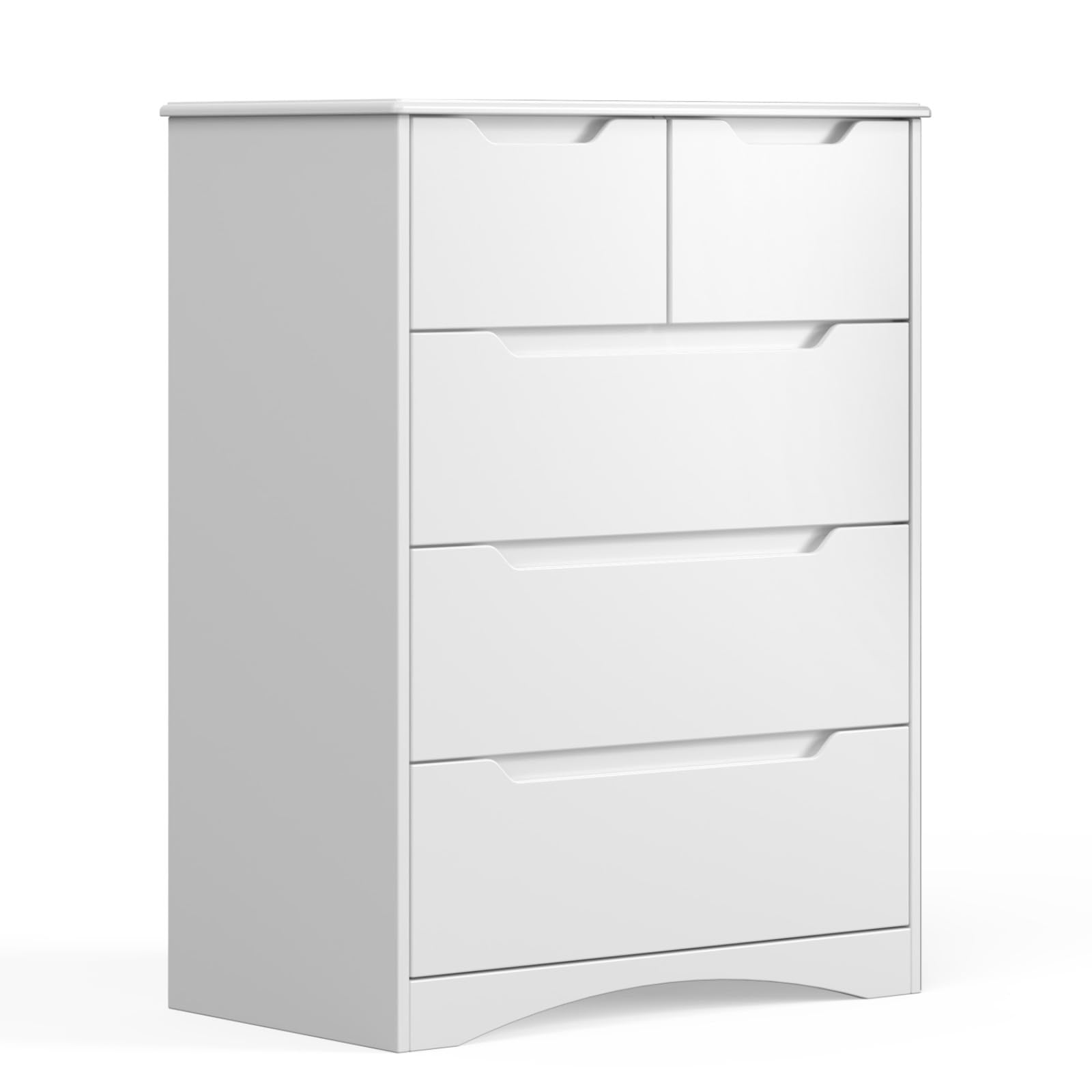 5 Drawers Chest, White Dresser for Bedroom with Large Storage Capacity