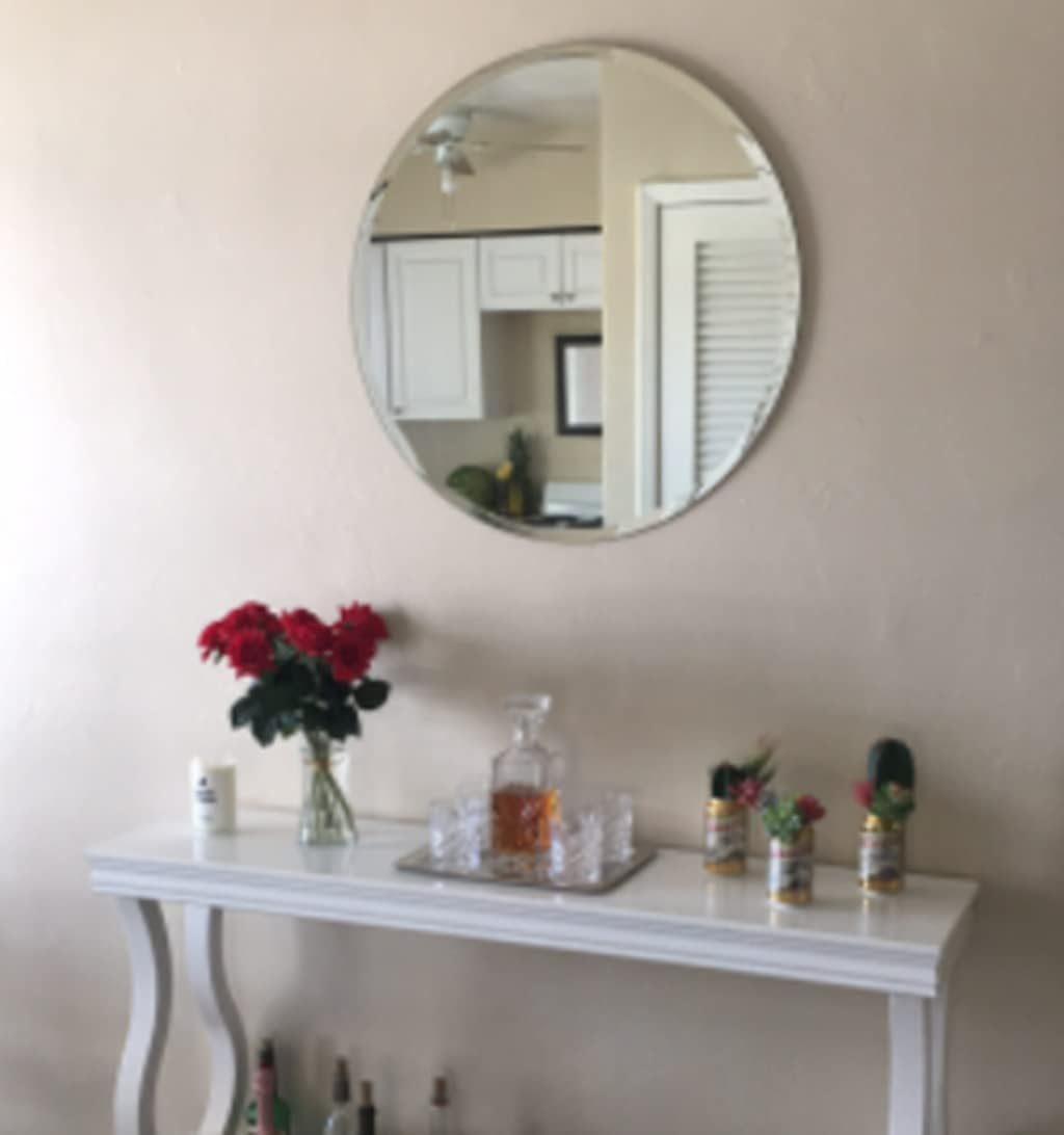 Round Frameless Wall Mirror with Beveled Edge - Circle Mirror for Bathroom & Vanity,