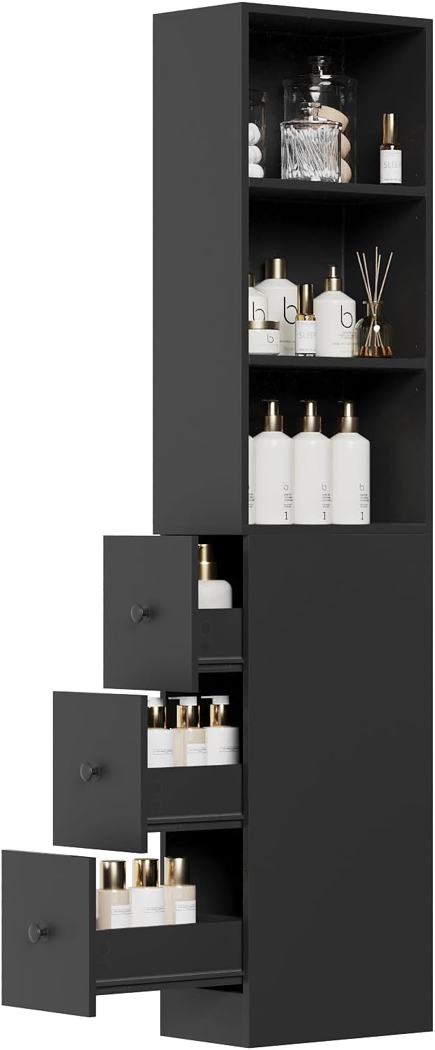 Storage Cabinet Tall Narrow Bathroom Organizer