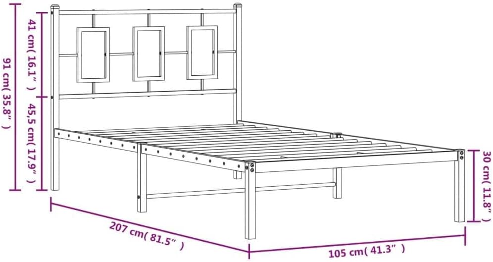 Strawberry Fairy Elegant White Metal Bed Frame for Timeless Comfort, Sturdy Steel Construction, Includes Headboard, 39.4" x 78.7"