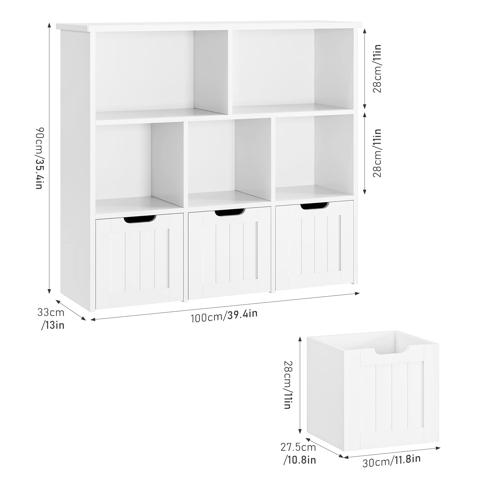 Toy Storage Organizer with 3 Movable Drawers, Floor Storage Cabinet Toy Chest