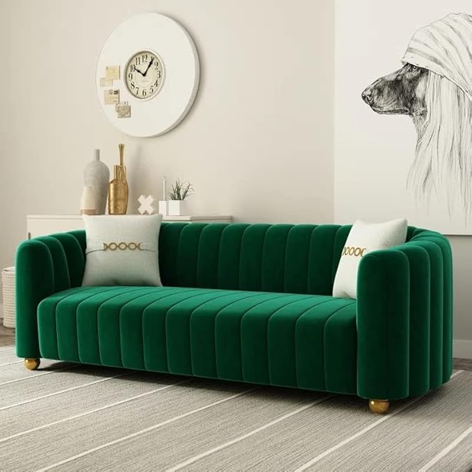 83'' Luxury Velvet Sofa Mid Century Modern 3 Seat Couch for 3 Person Fashion Comfy Couches