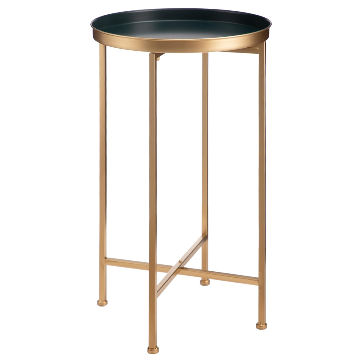 Small Round Metal Waterproof End Table, Accent Indoor&Outdoor Coffee Side Table