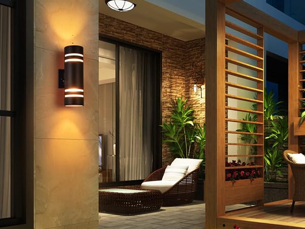 Housen Solutions Dusk to Dawn Outdoor Light Fixture 2 Pack, Aluminum IP65 Waterproof Porch Up Down Lighting, Oil Rubbed Bronze Exterior Wall Sconce for Garage Patio