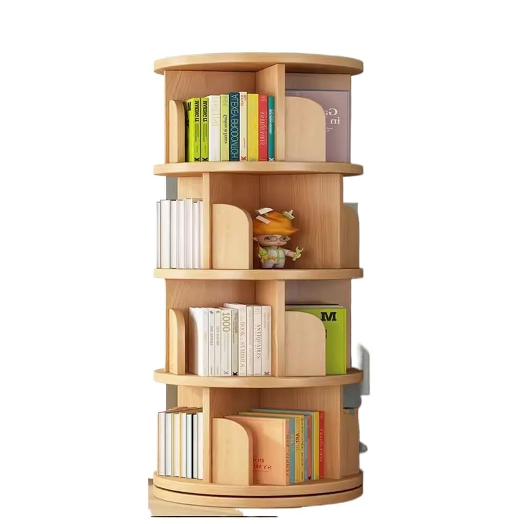 Rotating Bookshelf, 4 Tier Bookshelf Tower,Floor Standing Bookcase Storage Rack