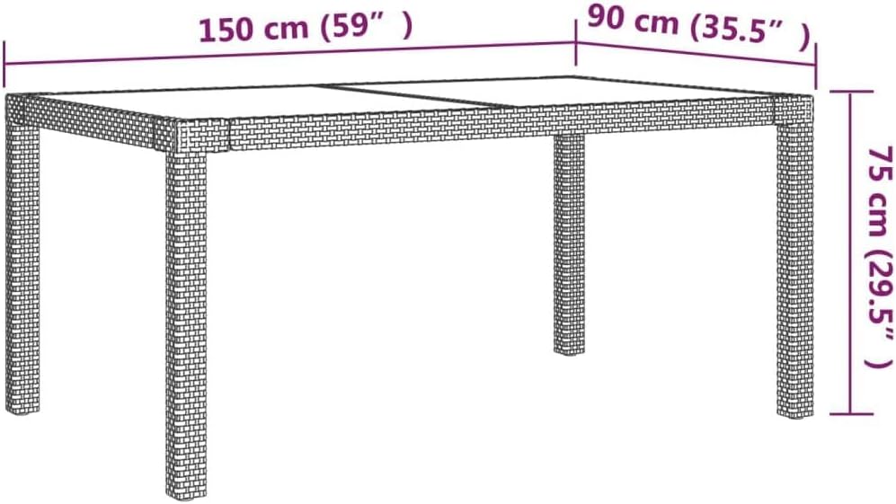 and Durable 7 Piece Patio Dining Set with Cushions, Black Rattan and Powder-Coated