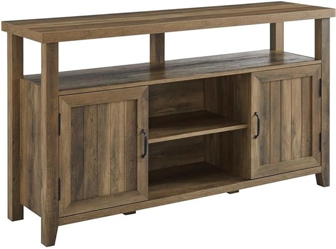 Kent Modern Rustic Grooved Door Tall TV Stand for TVs up to 65 Inches 58 Inch Dark