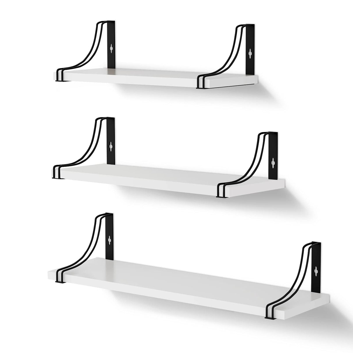 White Floating Shelves for Bedroom Set of 3 Wall Shelves for Bathroom/Living