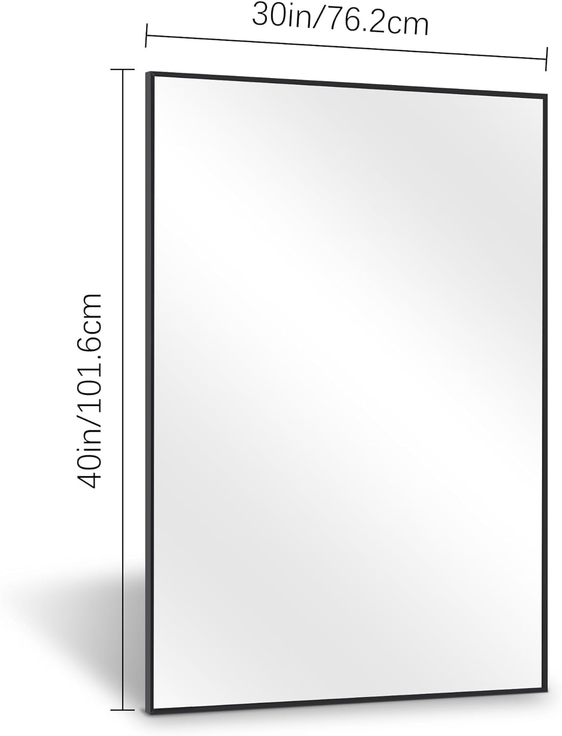 30x40 Inch Black Rectangle Bathroom Mirror with Metal Frame